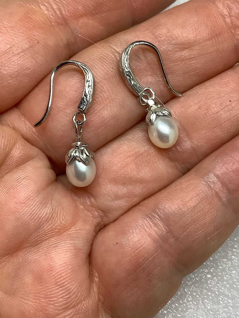 Tacori sterling silver White pearl drop earrings